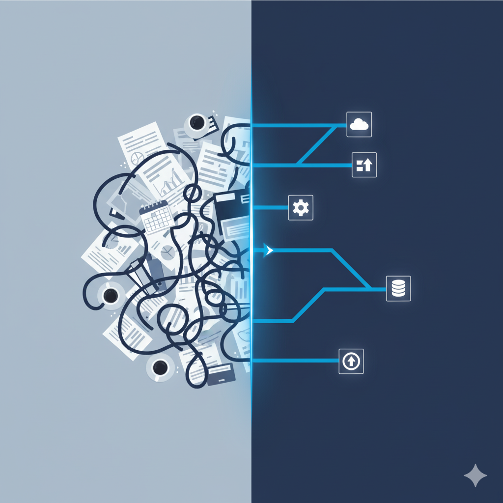 An illustration showing an organized CRM system